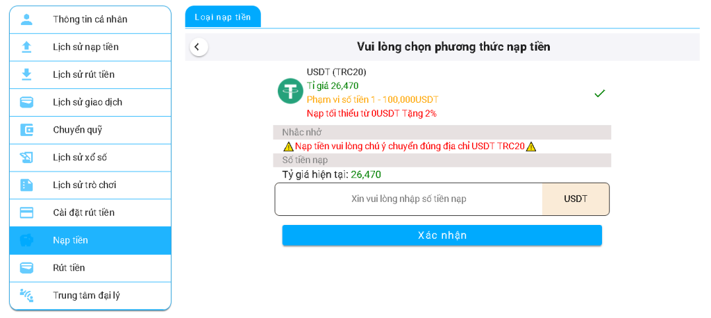 Hướng Dẫn Nạp Tiền S8 Cực Nhanh, Tiện Lợi Và An Toàn 7 Nạp tiền bằng ví USDT tại S8